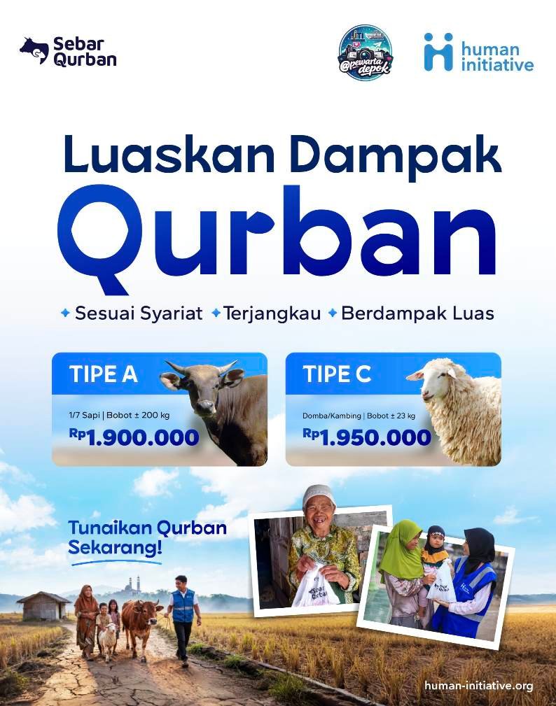 Pewarta Depok dan Human Initiative Berkolaborasi Agar Kurban Merata Sampai Pelosok