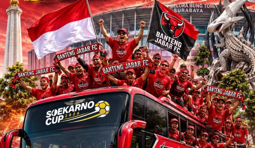 Dukung Banteng Jabar di Final Soekarno Cup 2026, PDI Perjuangan Depok Bertolak ke Surabaya