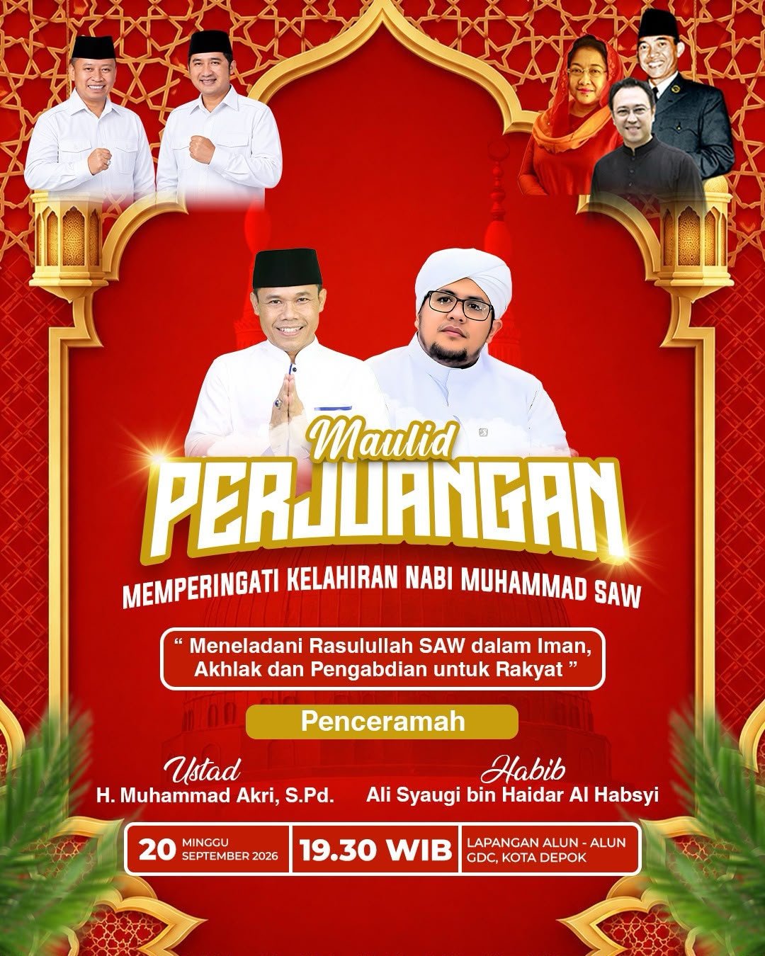 PDI Perjuangan Depok Bakal Gelar ‘Maulid Perjuangan’ di Alun-alun GDC, Hadirkan Ustadz Akri dan Habib Ali Syaugi