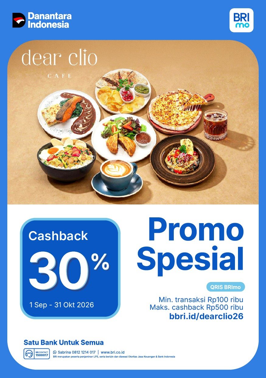 BRI Branch Office Radio Dalam Geber Promo Cashback di Dear Clio Cafe
