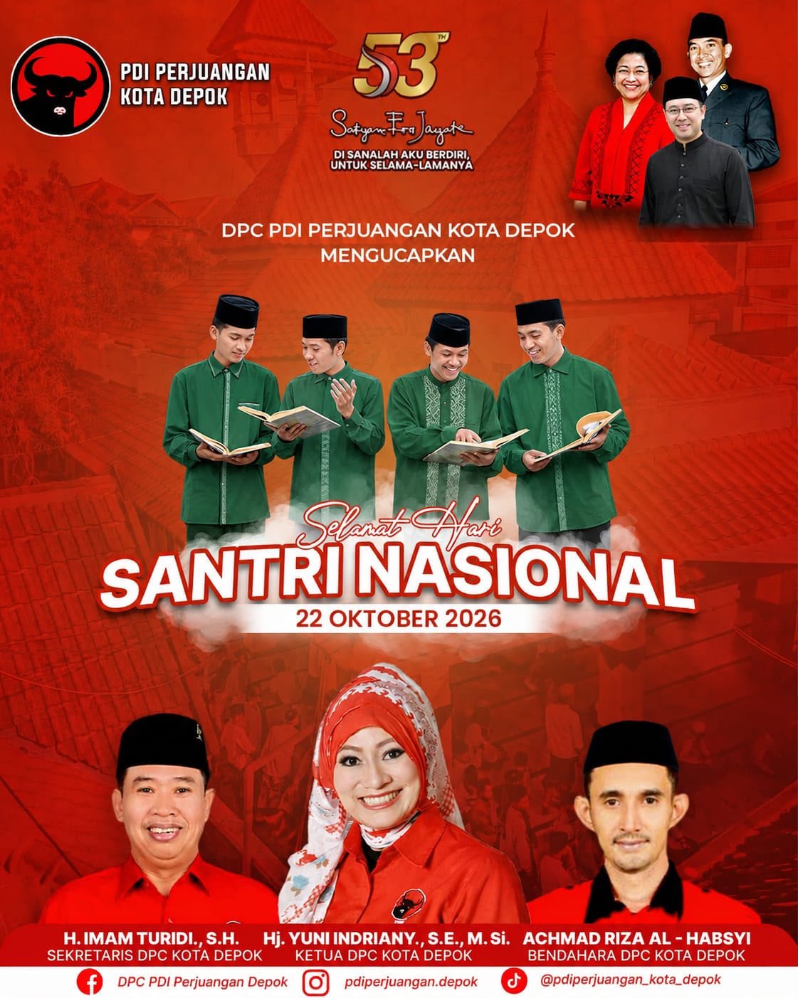 Hari Santri Nasional, PDI Perjuangan Depok: Santri Penjaga Akhlak, Pejuang Ilmu, dan Penerus Bangsa
